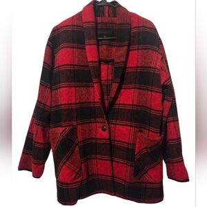 Dance & Marvel Red and Black Plaid Blazer